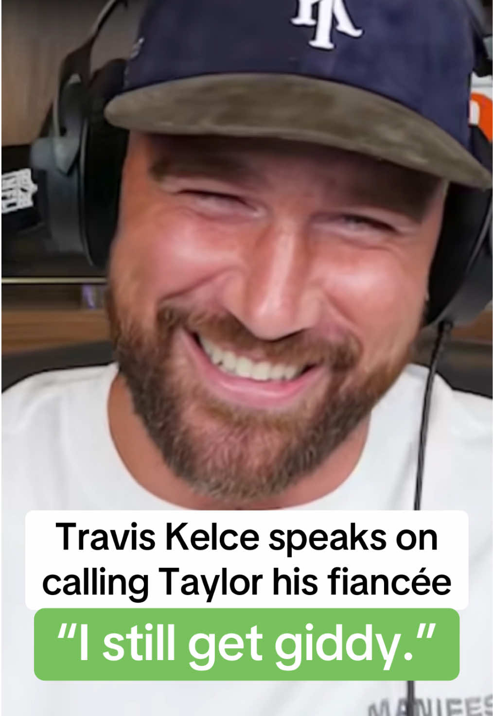 Travis Kelce’s reaction to calling Taylor his fiancée ❤️ (via @New Heights) #espnsocial #traviskelce #taylorswift 