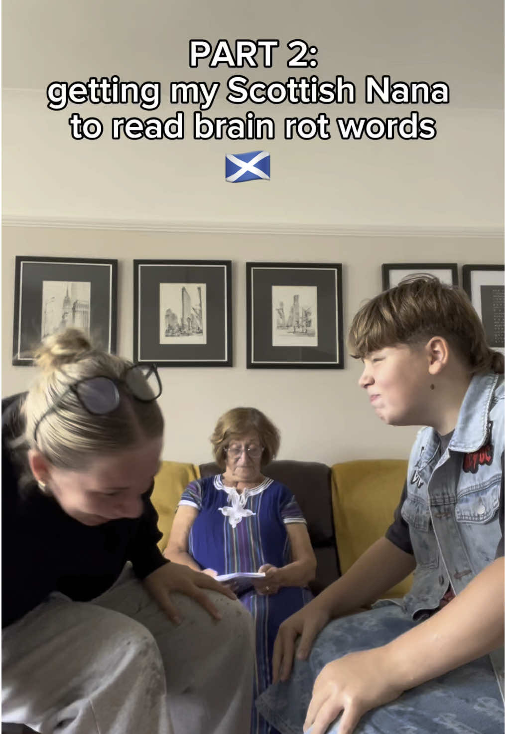 since part 1 with our dad got so much love… here’s our nana😭😭😭 should we do mum and dad version??  #funnyscottishvideos #parentreadsbrainrot #scottishnana #brainrotwords #scottishtiktok 