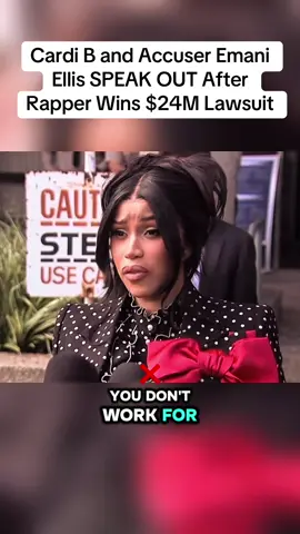 Cardi B and her accuser, Emani Ellis, spoke with the press separately after a jury unanimously found Cardi B not liable for Ellis' allegations. The security guard was seeking $24M in damages for an alleged altercation with the rapper, years ago. Cardi made headlines for her courtroom fashions (and hairstyles) as well as her personality-infused testimony. #crime #truecrime #truestory #case #fyp #viral #murder #usa #foryou 