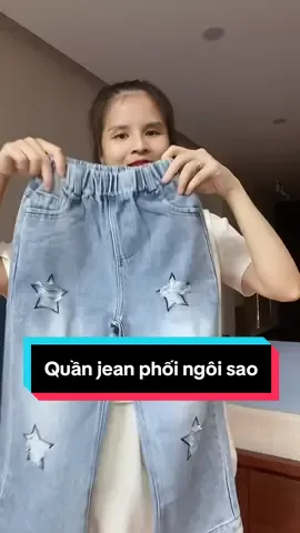 Quần jean mềm phối ngôi sao rách thời trang #quanjeanbegai 