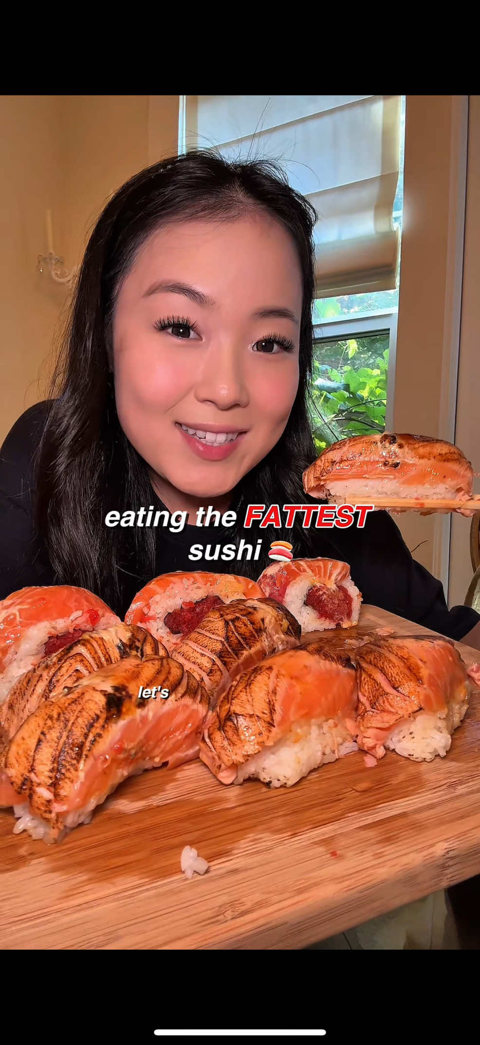 i like them thick and chunky #sushiblue #giantsushi #sushimukbang #seattlesushi #searedsalmon  