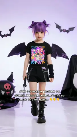 Music our weapon, passion is our strength, Kpop Demon Hunter T-shirt are on sale for a limited time 👇👇👇#toddler #toddlersoftiktok   #tshirt #demonhunter #kpop #kpopdemonshunter #summerclothes #girlclothes #rumi #mira #zoey 
