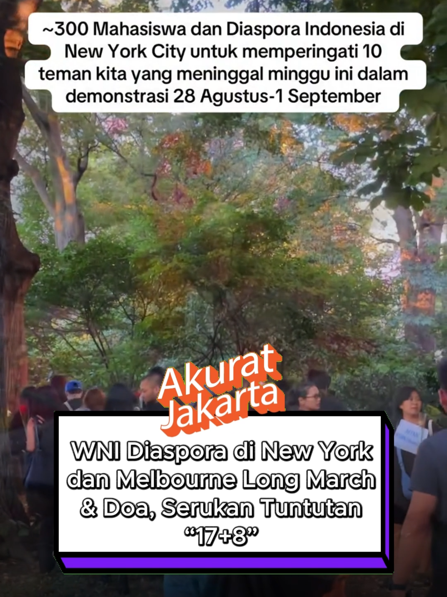 Ratusan WNI di New York gelar long march & doa di KJRI, sambil menyerahkan tuntutan “17+8” untuk pemerintah Indonesia. Di Melbourne, aksi serupa digelar di Federation Square dengan nuansa pink sebagai simbol perjuangan. 📌 Meski jauh, suara diaspora tetap bergema untuk tanah air. #mahasiswa #newyorkcity #melbourne #wni #kjri #demodpr