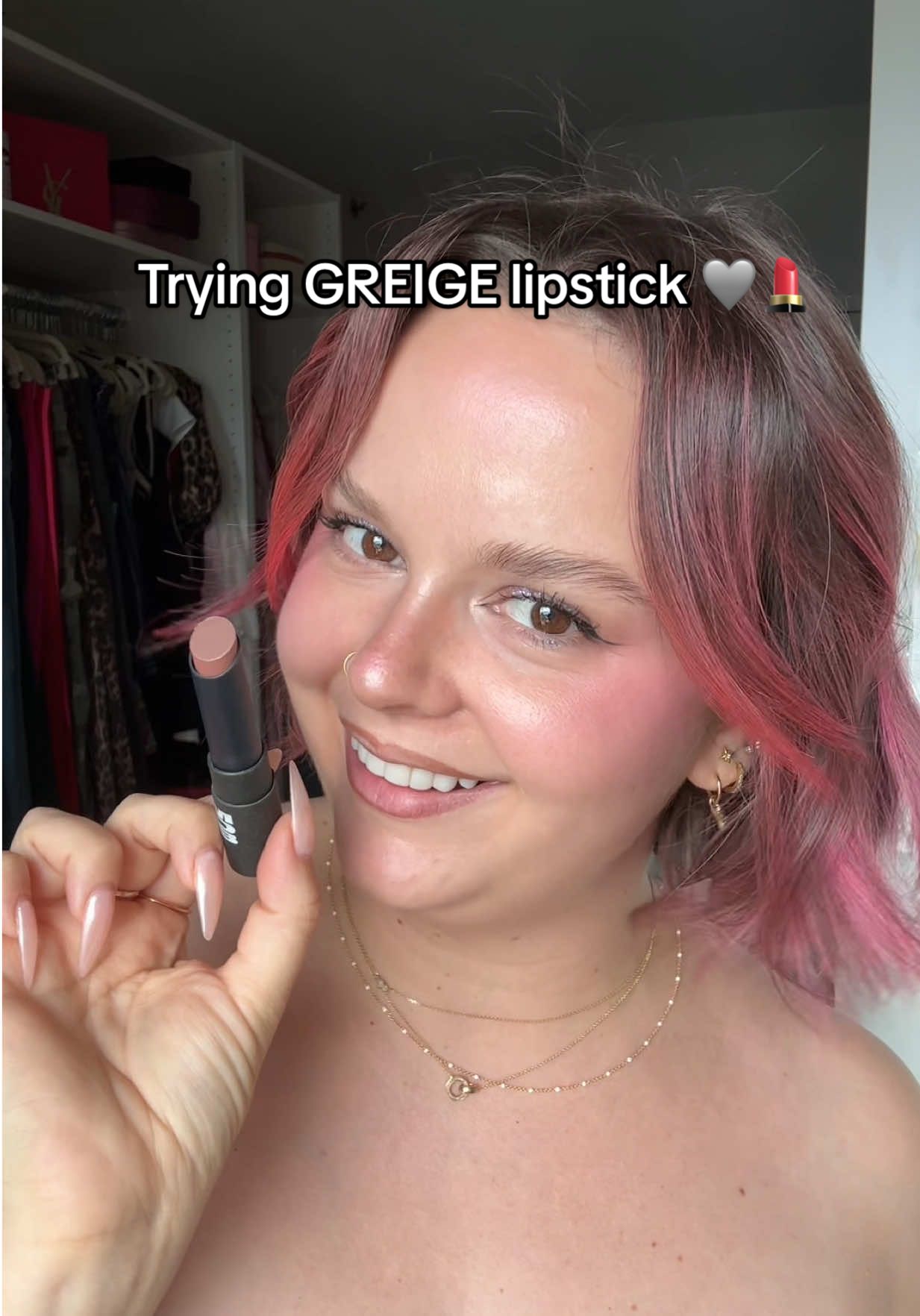 Do we prefer 💀GREIGE🪦 or ✨greige✨? #greige #lipstick #greylipstick #alternativemakeup 
