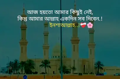 আজ হয়তো আমার কিছুই নেই, কিন্তু আমার আল্লাহ একদিন সব দিবেন.! ইনশাআল্লাহ..!!❤️‍🩹🌸 #foryou #trending @TikTok Bangladesh
