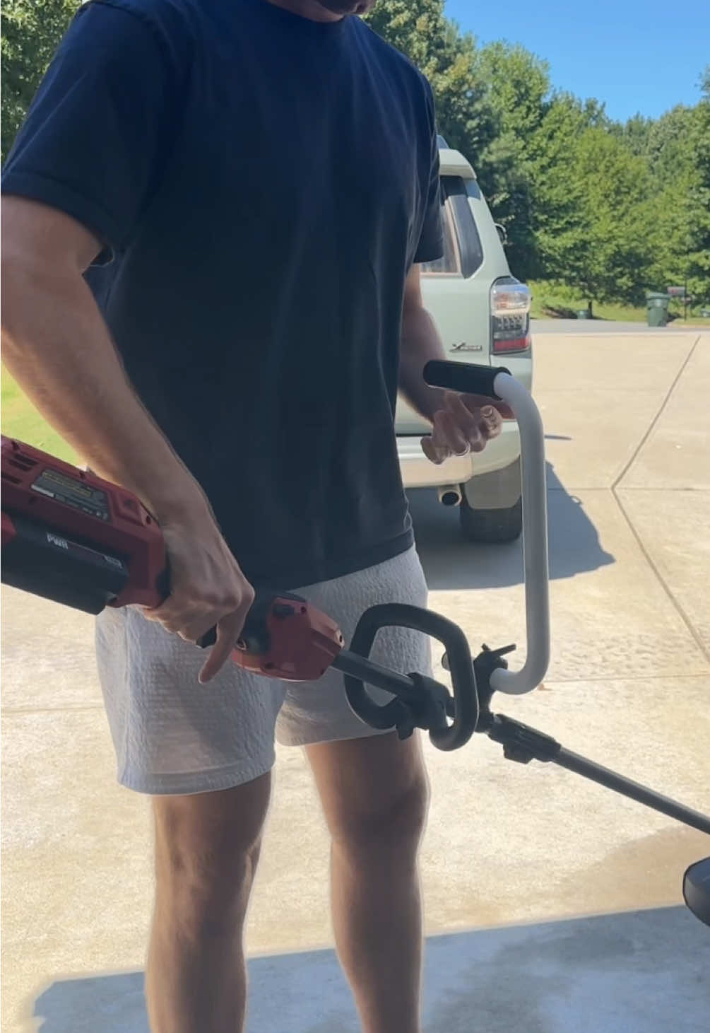 I highly recommend these extendable handles for your weed wacker! 