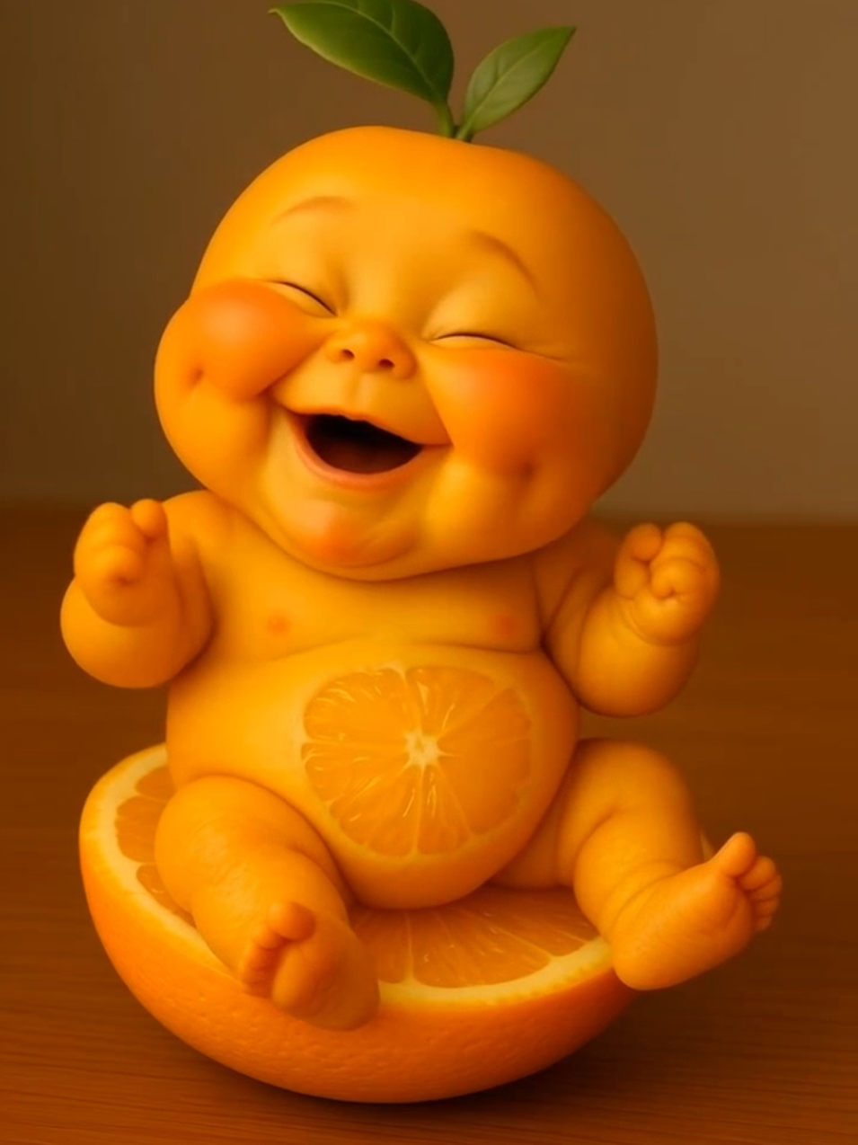 Orange baby makes a face when eating, but tries baby food and falls in love 🍊😂 #cutebaby #orangebaby #fruitbaby #funny #tiktokeua 