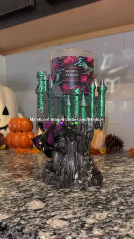 Maleficent dragon castle candle holder (she's an icon) 🐉💚✨🏰💜🐦‍⬛ #fyp #disney #villain #maleficent #dragon 