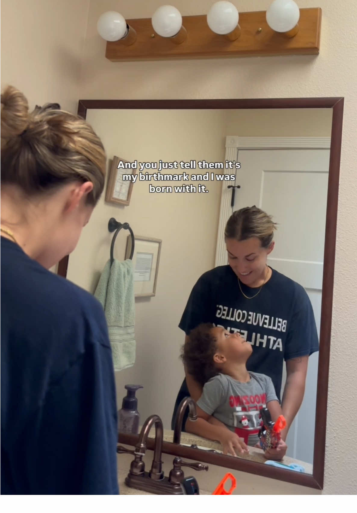 The other day, a kid asked me about the mark on Kaison’s cheek, and for the first time, I noticed him noticing. I knew the day would eventually come but it officially hit me that this was the beginning of a lifetime of questions he might get. And in that moment, I knew it was my job to make sure he’s never caught off guard, never ashamed, never unsure of how to answer. So we had a little mirror talk. I told him what it is, what to say when someone asks, and most importantly…that it’s just one of the many things that make him, him. 🩵 Parenting is teaching them how to love themselves out loud, even when the world points things out. #consciousparenting #parentingtruths #motherhoodunfiltered #relatableparenting #relatablemom   