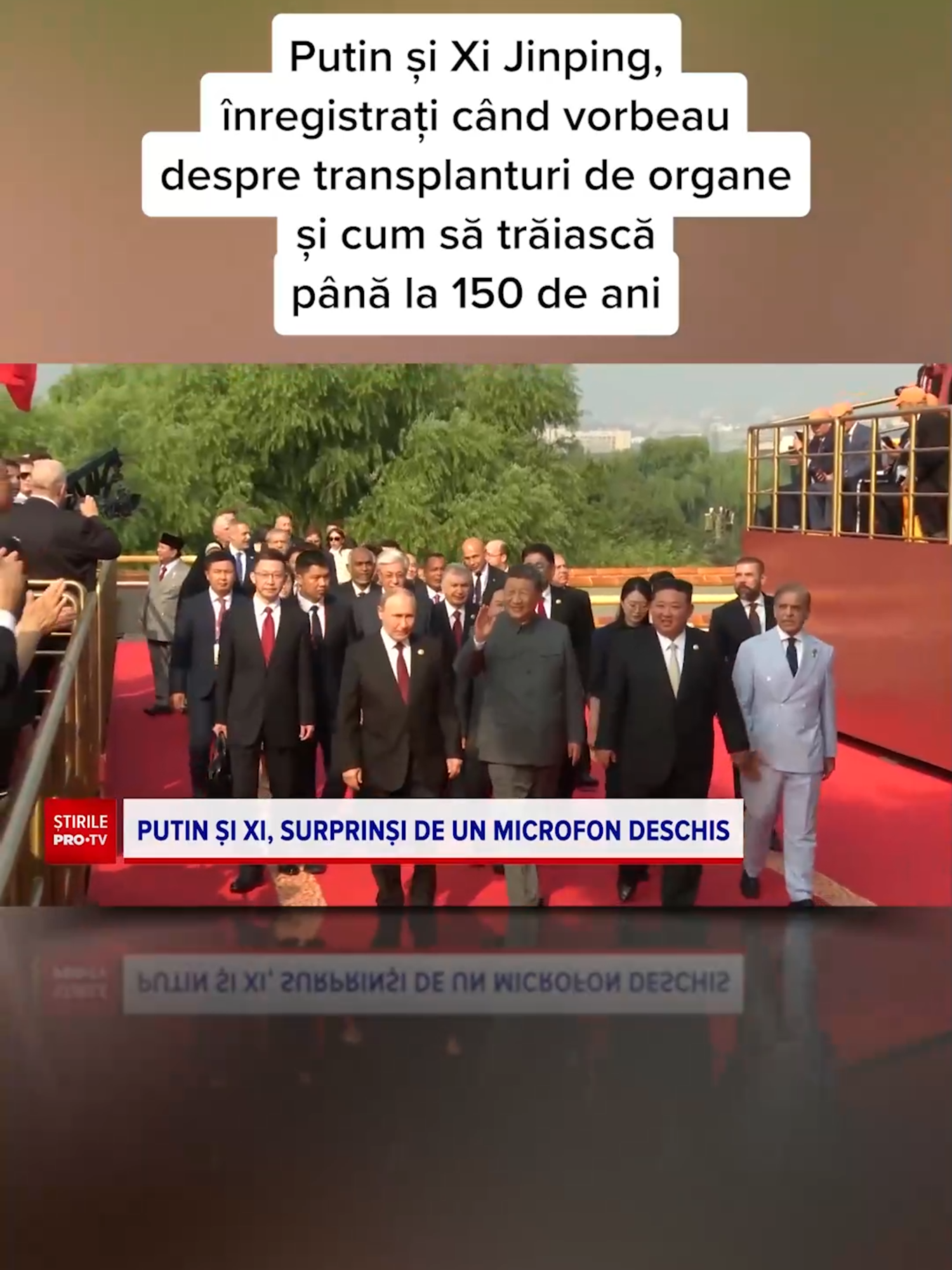 În timp ce preşedintele rus Vladimir Putin mergea alături de preşedintele chinez Xi Jinping, un microfon rămas deschis i-a surprins pe cei doi lideri discutând despre transplanturi de organe şi posibilitatea ca oamenii să trăiască până la 150 de ani.#stirileprotvdeastazi #news #stiri #protv #stirileprotv