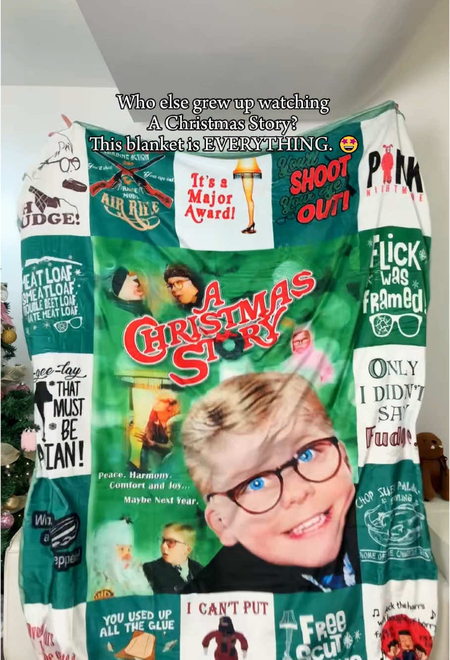 Coziest Christmas Story Blanket Ever 🥹 #AChristmasStoryChristmas#achristmasstory #ralphie #santa #auntclara #fyp #bunnysuit #christmasclassics #christmas #kidbrother#achristmasstory #movie #movies #flashbackfriday #christmas#christmas #christmasgift #christmasgiftideas #christmasvacation#blanket #christmasblanket #christmasmovie #christmasholiday#clarkgriswold #heartwarming #fun