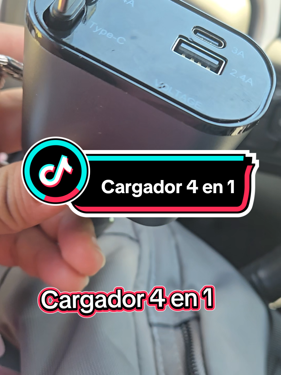 🚗✨ ¡El cargador 4 en 1 que necesitas en tu carro! Con cable retráctil que incluye entrada iPhone y Tipo C, solo jalas y se enrolla de nuevo 🔄. Además trae puerto USB + puerto Tipo C extra para que cargues varios dispositivos al mismo tiempo. 🔋⚡ Práctico, compacto y rápido, perfecto para tus viajes. #Cargador4en1 #CarGadget #AccesoriosAuto #CargaRápida #TikTokMadeMeBuyIt 