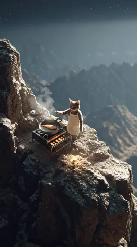 Somewhere in the mountains, a cat becomes a chef - grilling fish like a true master of barbecue. Who needs humans anyway? 🐟⛰️ #CatChef #MountainBBQ #GrillingFish #FunnyCat #BBQMaster 