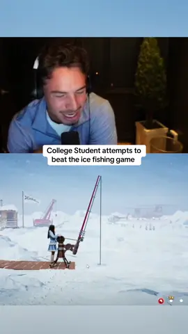 College Student attempts to beat the ice fishing game  #kickstreaming 