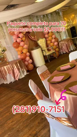 Disponemos de un salón con un paquete completo para 70 personas a un costo de $2,000, que incluye comida, servicios de DJ y decoración completa según sus preferencias. La renta es por 10 horas y puede personalizar la decoración. Nuestra dirección es 10902 Beamer Rd, Houston, Texas 77089. Para reservar, llame al (281)910-7151.  #fypシ゚ #fypシ゚viral #fallowme #sigueme#paratiiiiiiiiiiiiiiiiiiiiiiiiiiiiiii 