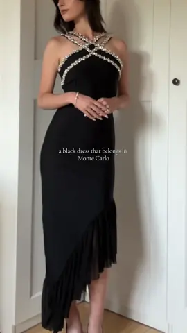 i think it’s fitting Casino de Monte-Carlo aesthetic🖤, dress is from @Bella Barnett   #dresses#f1fashion#monaco#outfitinspo   