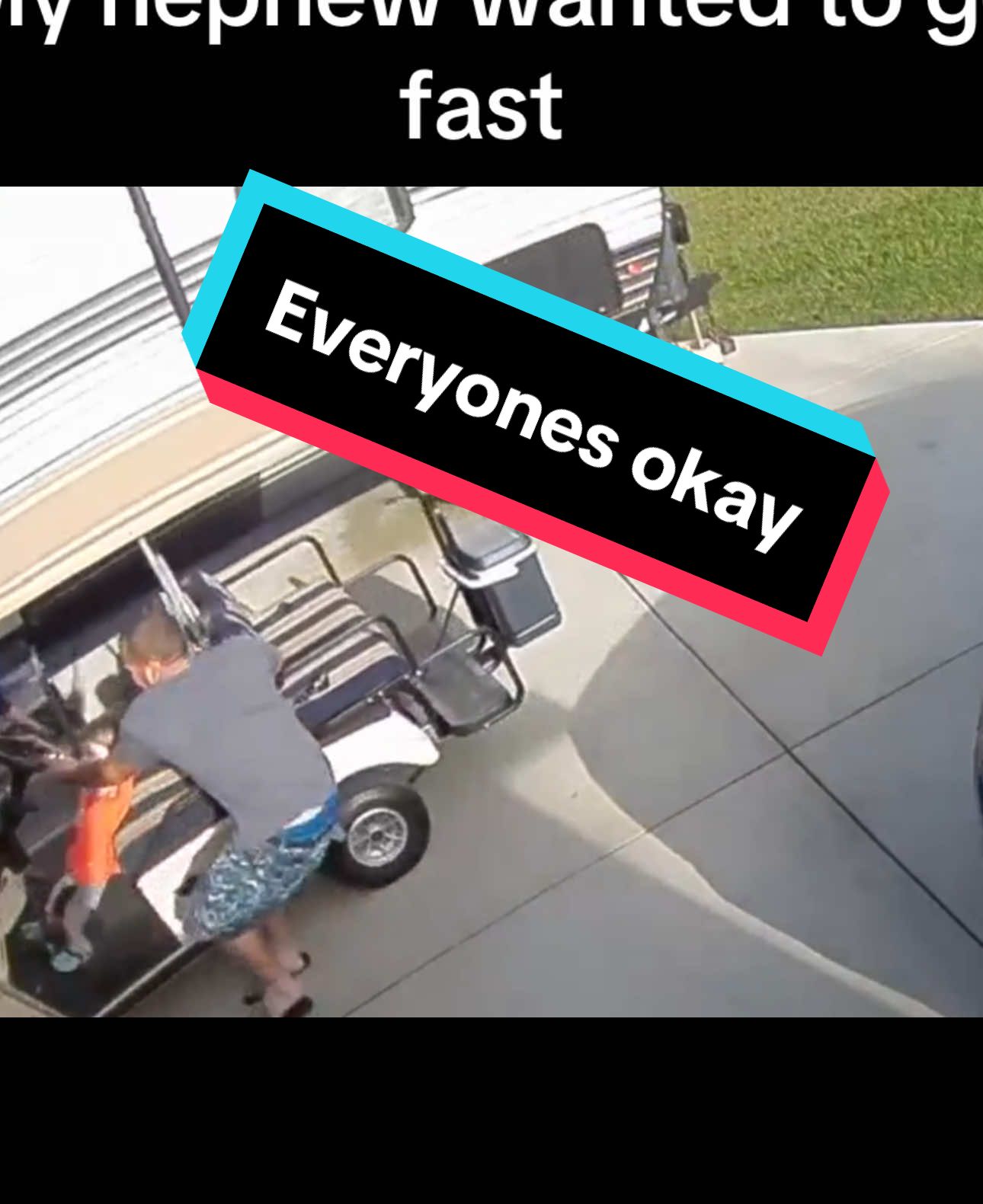 Everyone was just fine lmao. House and golf cart not so much 🤣 #fyp #crash #OhNo #funny #noway 