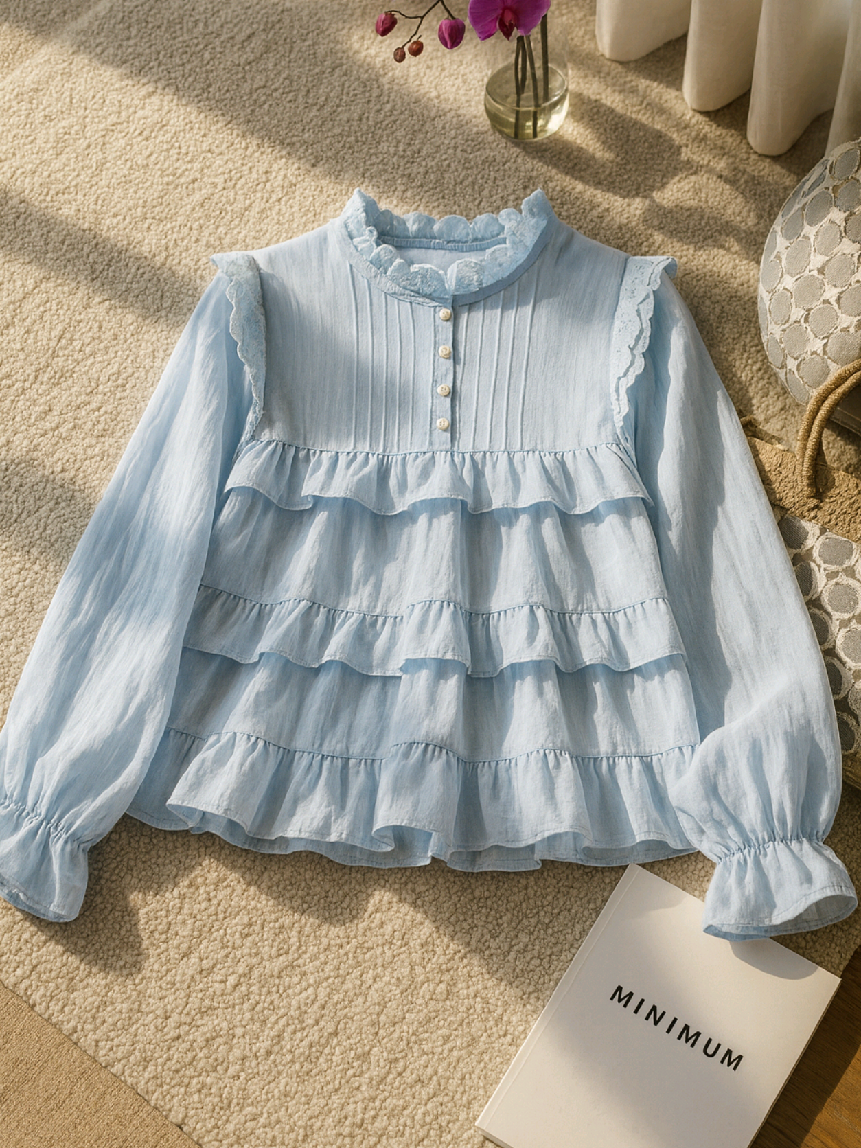 CHICMORE Atasan kemeja gaya kelas atas dengan desain ruffle yang cantik,Bahan Polyester #blouse #kemeja #fashion #outfit #creatorsearchinsights 