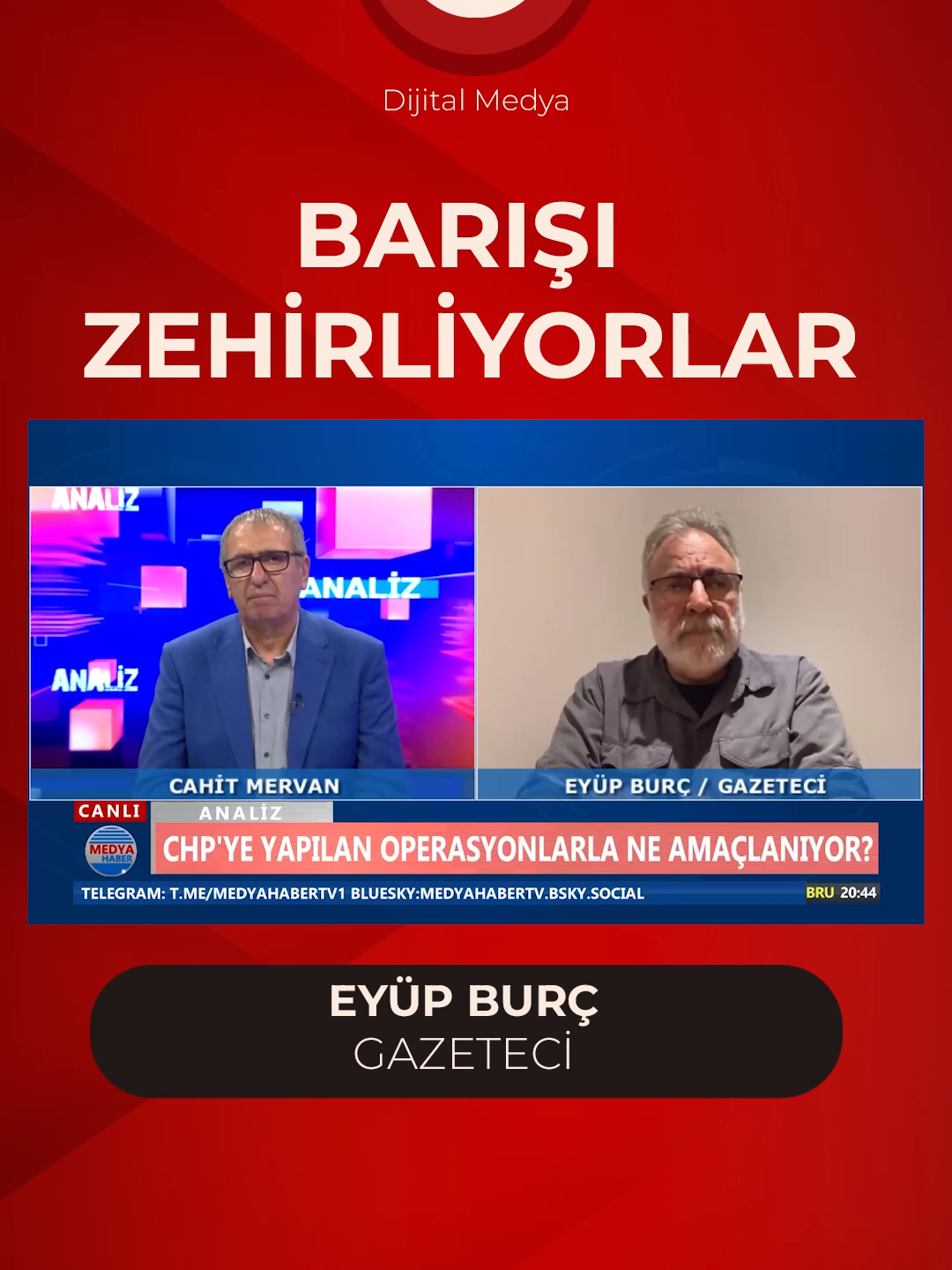🗣️Gazeteci Eyüp Burç: 📌Adalet ve demokrasi kavramları, barış meselesinin en önemli iki ayağını oluşturmaktadır. 📌Adalet duygusunun bu denli ayaklar altına alındığı bir dönemde, insanlar hangi söze ve hangi yasaya güvenebilir? 📌Türkiye'de yargı eliyle otoriter bir sistem inşa edilmeye çalışılıyor. 📌CHP’ye yönelik uygulamalar, barış sürecini açık bir şekilde zehirlemektedir. 📌Yeni anayasa tartışmalarının yaşandığı bir dönemde, mevcut anayasanın bile uygulanmadığına tanıklık ediyoruz. Türkiye’de her şey, iktidarın keyfî tutumuna göre şekilleniyor. #Türkiye #Kurdistan #Kürt #sorun #barış #çözüm #meclis #süreç #akp #mhp #DEM #parti #kuzey #doğu #suriye #rojava #başur #bakur_başur_rojava_rojhilat #Kürtçe #CHP #mhp