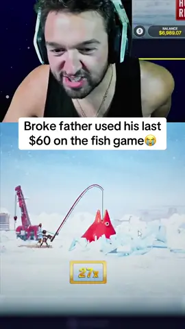 Broke father used his last $60 on the fish game 😭 #streaming #kick #fishgame #planegame #fishing 