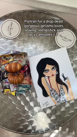 I hope she adores it (: #fashionillustration #justgirlythings #customportraits #seamstress #sewingtiktok 