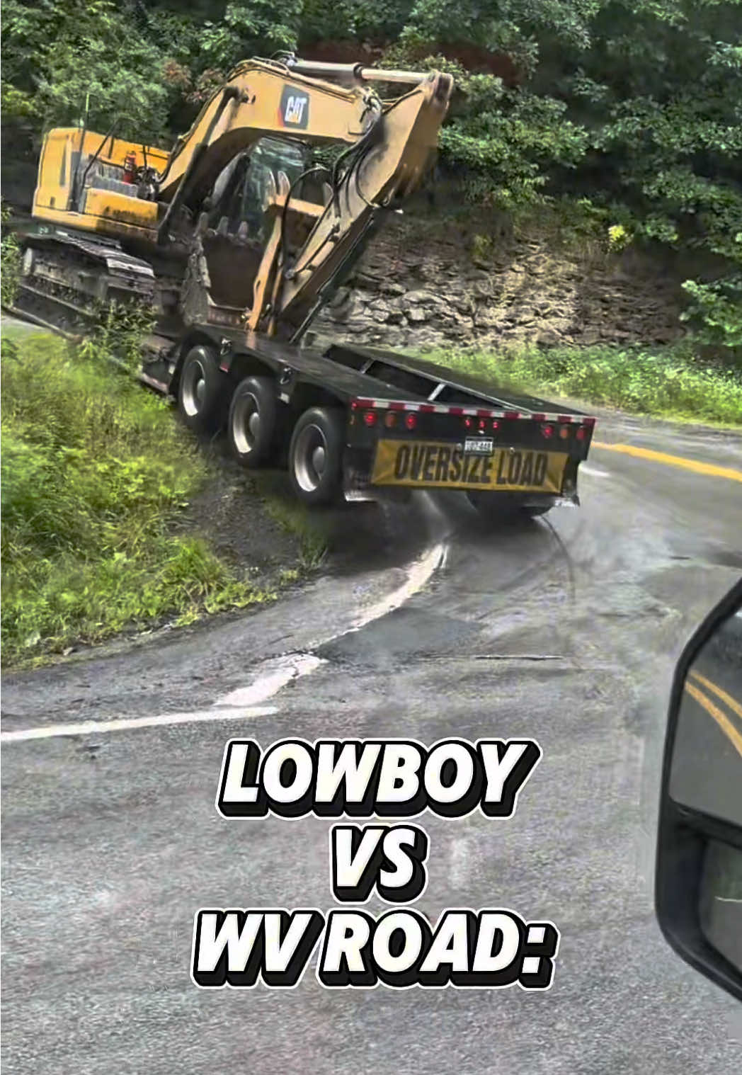 Only professional truck drivers can mix lowboy trailers with West Virginia roads. #rgn #heavyhauling  Video created by: @Booboo 
