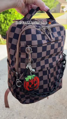 What a gorgeous backpack in the new Irish and rainbow chestnut checker color #mombag #diaperbag #fallessentials #minibackpack #irisandrainbow 