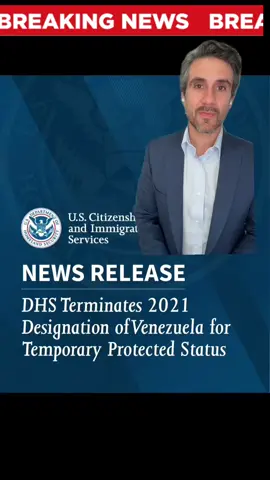 🚨 ÚLTIMA HORA: Cancelación del TPS para Venezuela (2021) 🚨 La secretaria de Seguridad Nacional, Kristi Noem, anunció la cancelación del TPS de Venezuela 2021, que terminará el 10 de septiembre de 2025. La medida entrará en vigor 60 días después de su publicación en el Registro Federal. ⚠️ No es final: se esperan demandas para intentar frenar la cancelación. #TPS #Venezuela #Inmigración #ÚltimaHora