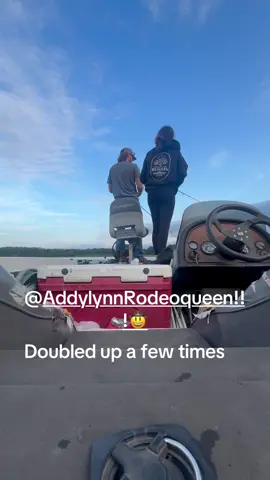 Doubling up with my daughter.  Hers was bigger @Addylynn  Rodeo queen !!!🤠 #fishin #dad #timeonthewater #fyp #qualitytime 