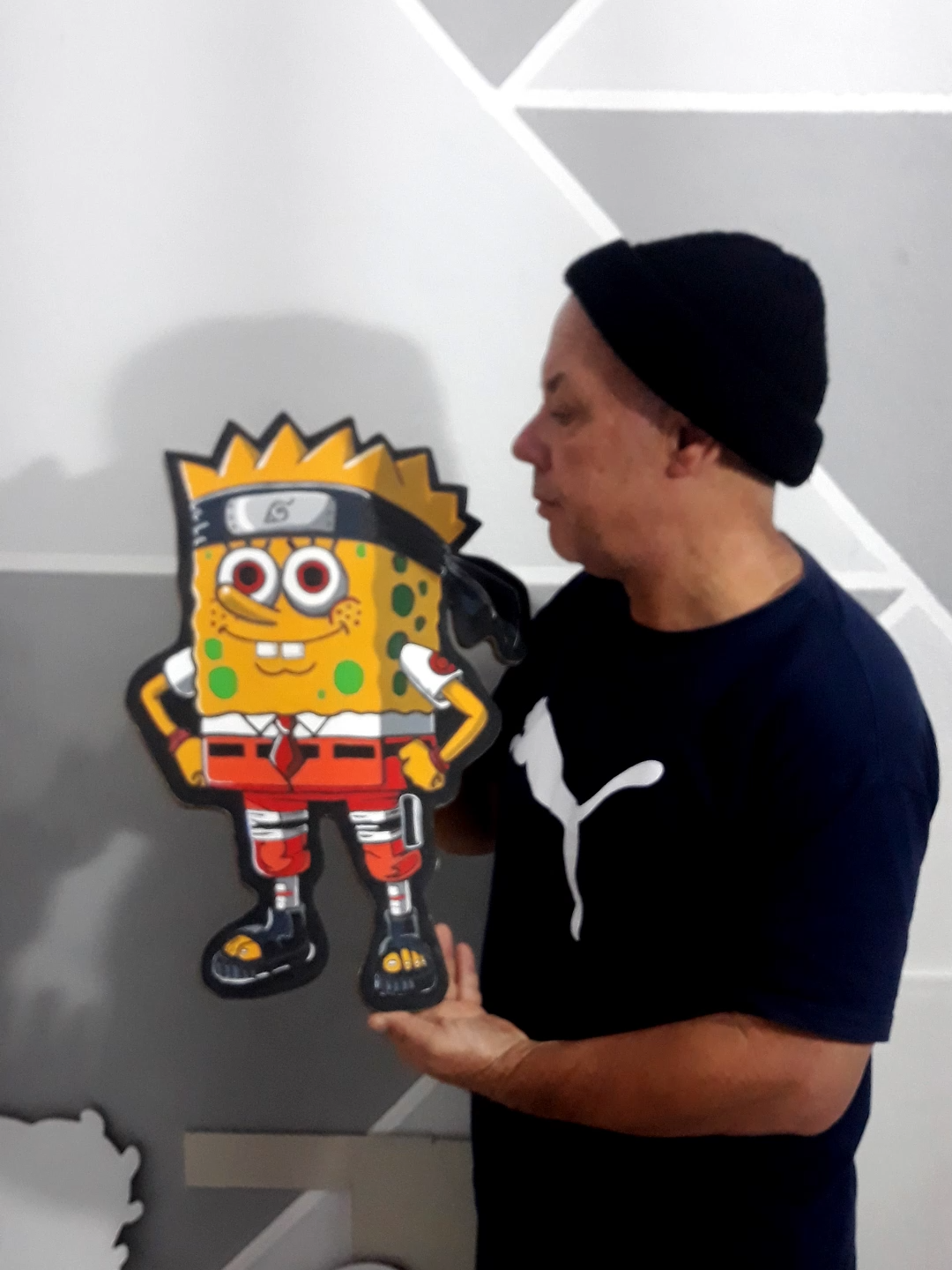 Boby Esponja Naruto Pintura em Madeira  Artista Claudio calixto