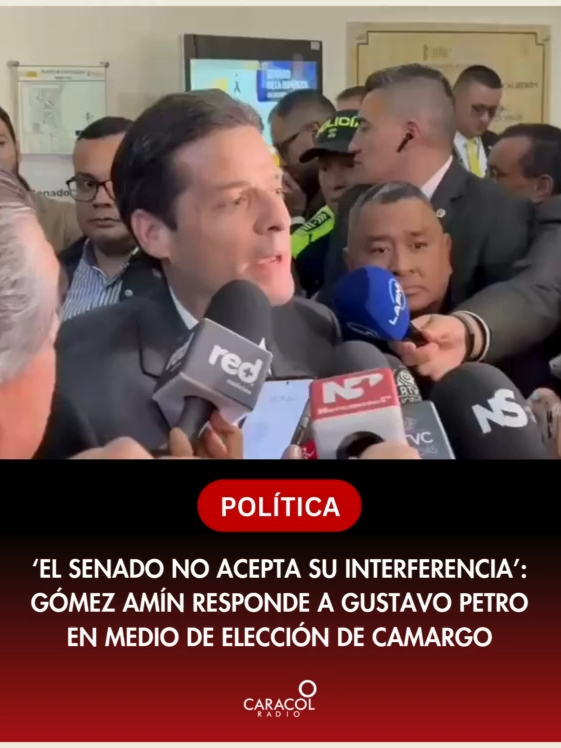 #Política | “El Senado de Colombia no acepta su interferencia, presidente Petro. Hoy gana Colombia, las instituciones y la democracia”, le dijo el senador liberal y precandidato Mauricio Gómez Amín al presidente Gustavo Petro tras la victoria de Carlos Camargo como magistrado de la Corte Constitucional. Para más información, visite: Caracol.com.co