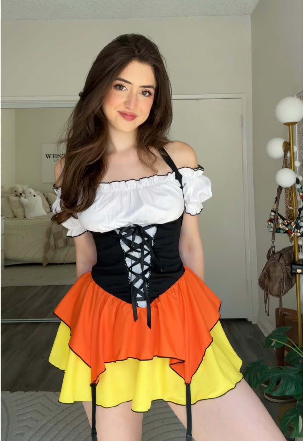 Willing to bet money that you had this costume as a kid 🎃 epitome of 2000s Halloween right here #notsophiesilva #halloween #halloweencostume #halloween2025 #y2k #2000s #deadstock candy corn costume 