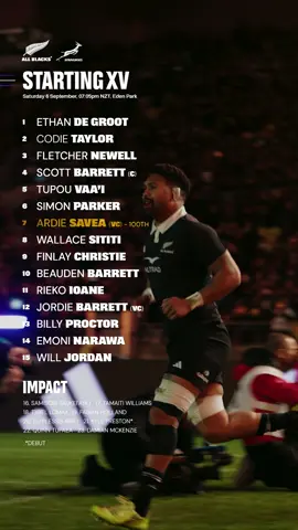 Games you dream of playing in. Your 23 to take on the Springboks at Eden Park. #allblacks #rugby #springboks #ardiesavea 
