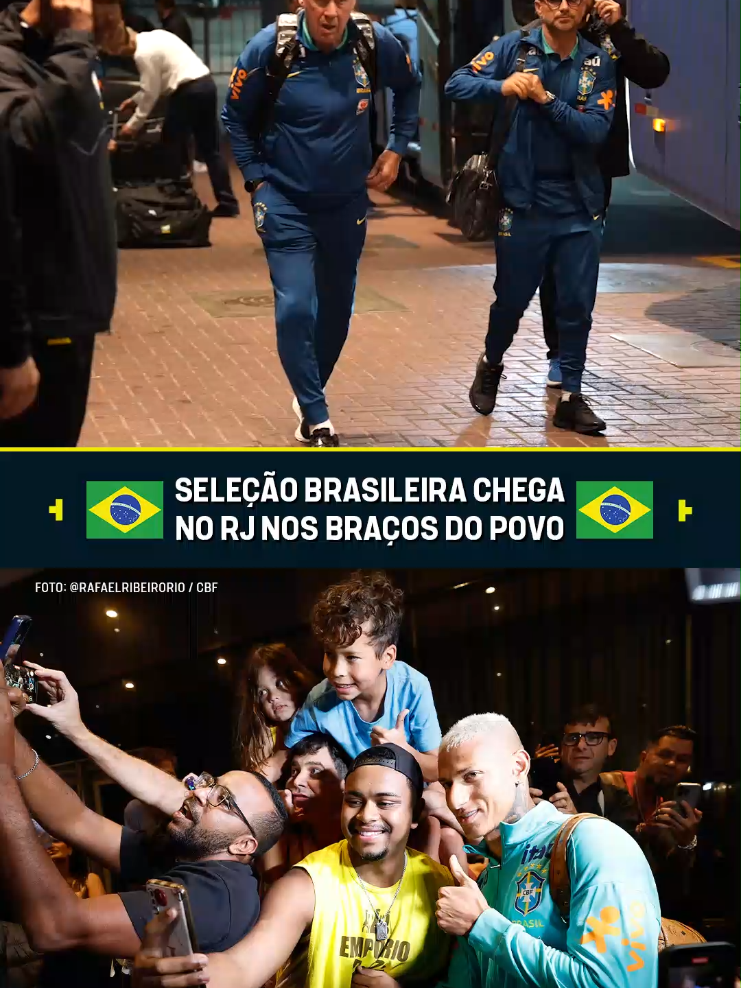 O BRASIL TÁ NA ÁREA! 🔥🇧🇷 A #SeleçãoBrasileira já chegou no RJ e foi recebida COM MUITA FESTA pela torcida! #FutebolBrasileiro 📹: CBFTV #tiktokesportes