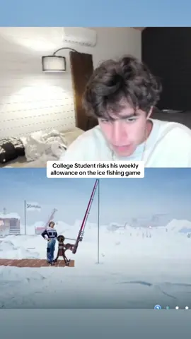 College Student risks his weekly allowance on the ice fishing game #kickstreaming 