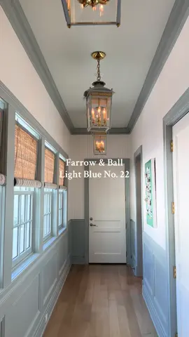 Here is your inspiration to use @Farrow & Ball Light Blue No. 22.  See the full home tour with interior designer Tori Rubinson on my website! #interiordesign #paintcolors #bluepaint #thepottedboxwood 