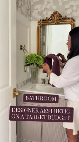 Link in bio under TIKTOK✨ if if you love a bathroom with designer aesthetic but on a wayyyy less expensive budget✨ Make sure to follow @miriamobrien_ so you can receive my links directly to your DMs. Target powder bath refresh for under $100 – little swaps like fresh hand towels, a vase with greenery, and warm brass details give it that subtle autumn vibe without breaking the bank. 🍂 fallbathrefresh, targetfinds, affordableluxelook, momlifeapproved, cozycorner, bathroomgoals, amazoninfluencer, mexicanamericaninfluencer