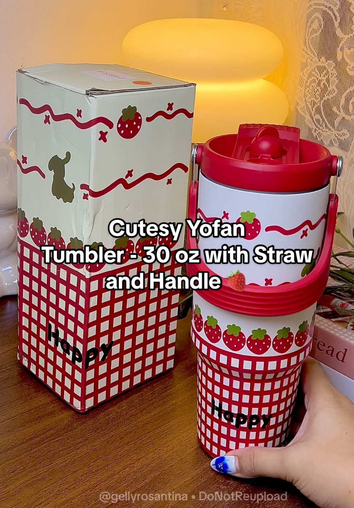 Cutesy Yofan Tumbler - 30 oz with Straw and Handle 🍓 #yofan #yofantumbler #tumbler #tumblerwithstraw #sippycup 