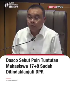 Wakil Ketua DPR Sufmi Dasco Ahmad menyebut tunjangan perumahan bagi anggota DPR dihentikan terhitung sejak 31 Agustus 2025. Hal ini ia sampaikan usai menerima perwakilan mahasiswa di Komplek Parlemen, Senayan, Rabu (3/9/2025). Dasco juga menyebut DPR melakukan moratorium kunjungan kerja luar negeri dan efisiensi kunjungan dalam negeri. Gimana pendapat kamu soal ini? Selalu update di BeritaSatu.com, Youtube BeritaSatu, dan BeritaSatu TV! #SufmiDasco #DPR #SaatnyaIndonesiaBerbenah #BeritaSatu