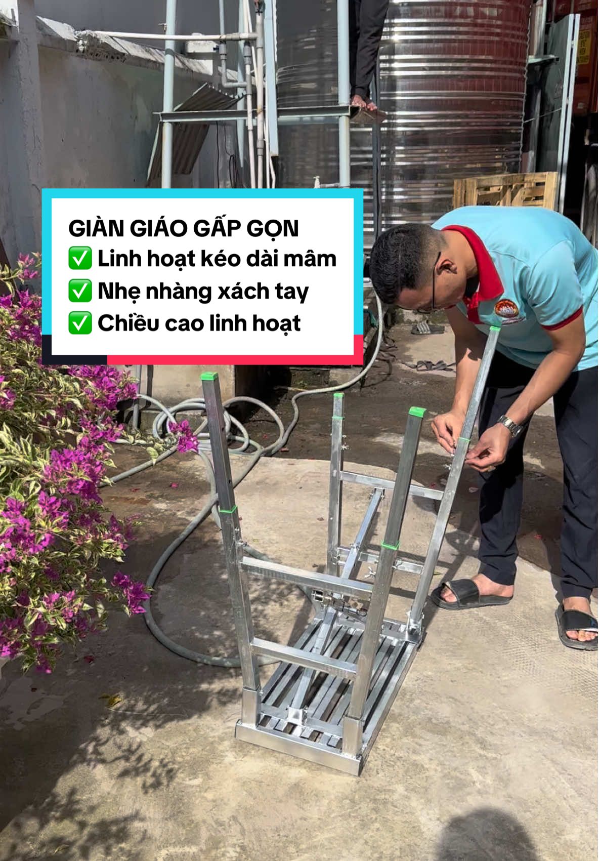 Giàn Giáo Gấp Gọn Thế Hệ Mới đây các bác ơi! 💪Thu gọn dễ dàng, kéo dài mâm tùy ý 👍Chắc chắn, an toàn, cân mọi công trình ❤️ Lên đơn ngayyyyy #giangiao #giangiaogapgon #giangiaoxaydung #antoanlaodong #sonnuoc 