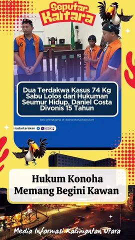 TARAKAN– Perkara penyelundupan narkotika jenis sabu dari 74 kilogram (kg) memasuki babak baru. Tiga terdakwa utama, yakni Ari Wibowo Tanjung, Widi Pranata dan Daniel Kawihing alias Daniel Costa, resmi dijatuhi vonis di tingkat banding oleh Pengadilan Tinggi (PT) Kalimantan Utara (Kaltara). Putusan Banding tersebut dikeluarkan pada 27 Agustus lalu. Putusan tersebut mengubah hukuman berat yang sebelumnya dijatuhkan oleh Pengadilan Negeri Tarakan.  Dalam putusan banding, dua terdakwa yang sebelumnya divonis seumur hidup yakni Widi dan Ari mendapat keringanan hukuman. Sementara Daniel, yang semula dijatuhi hukuman 20 tahun, kini hanya dihukum 15 tahun penjara. “Menyatakan Terdakwa Ari Wibowo Tanjung Als Ari Bin Ansori Yunus tersebut di atas, terbukti secara sah dan meyakinkan bersalah melakukan tindak pidana ‘melakukan percobaan dan permufakatan jahat tanpa hak dan melawan hukum menyerahkan atau menerima Narkotika Golongan I dalam bentuk bukan tanaman beratnya lima gram’,” bunyi kutipan dalam putusan yang diakses dari SIPP PN Tarakan. Vonis banding pun dijatuhkan dengan pidana penjara 18 tahun dan denda Rp 1 miliar, subsidair 3 bulan penjara. Majelis juga menetapkan agar terdakwa tetap dalam tahanan serta barang bukti sebagian dirampas untuk negara dan sebagian dikembalikan untuk perkara terdakwa lainnya. Terdakwa Widi Pranata juga dinyatakan terbukti bersalah atas dakwaan yang sama. Vonisnya pun berubah menjadi pidana penjara selama 20 tahun dan denda sejumlah Rp 1 miliar. Widi sebelumnya divonis penjara seumur hidup oleh Pengadilan Negeri Tarakan pada 24 Juli lalu. Namun, majelis hakim banding mempertimbangkan permohonan penasihat hukum dan keberatan dari penuntut umum. Sementara itu, terdakwa Daniel Costa yang dalam putusan PN Tarakan divonis 20 tahun penjara, kini mendapatkan pengurangan hukuman menjadi 15 tahun. “Menjatuhkan pidana kepada Terdakwa tersebut di atas, oleh karena itu dengan pidana penjara selama 15 tahun dan menjatuhkan pula pidana denda sejumlah Rp 1 miliar, dengan ketentuan apabila pidana denda tersebut tidak dibayar maka diganti dengan pidana penjara selama 3 (tiga) bulan,” tertulis dalam amar putusan yang dikutip dari SIPP PN Tarakan. Barang bukti yang berkaitan dengan Daniel Costa, termasuk mobil, HP, dan dokumen kendaraan, dirampas untuk negara. Majelis juga menetapkan masa penahanan dikurangkan dari masa hukuman yang dijatuhkan. Dalam setiap amar putusan, majelis menyebutkan bahwa sebagian besar barang bukti narkotika telah dimusnahkan oleh Ditresnarkoba Polda Kalimantan Utara pada 5 Desember 2024 lalu. “35 bungkus plastik besar merk teh cina GUANYINWANG berisikan narkotika jenis sabu dengan berat netto 35.527,70 gram dan 39 bungkus dengan total berat netto 39.463,51 gram telah dimusnahkan. Total sisa netto yang dijadikan barang bukti hanya 37 gram,” dikutip dari SIPP PN Tarakan. Majelis hakim dalam ketiga perkara banding ini dipimpin oleh Dr. Alfon, S.H., M.H. sebagai Ketua Majelis, bersama dua hakim anggota Hj. Rosmawati, S.H., M.H. dan Mangapul Manalu, S.H., M.H. “Mengubah putusan Pengadilan Negeri Tarakan mengenai pidana yang dijatuhkan,” kata majelis hakim melalui amar banding di SIPP PN Tarakan. (zar) #fyp #foryou #hukum #konoha #perubahan 