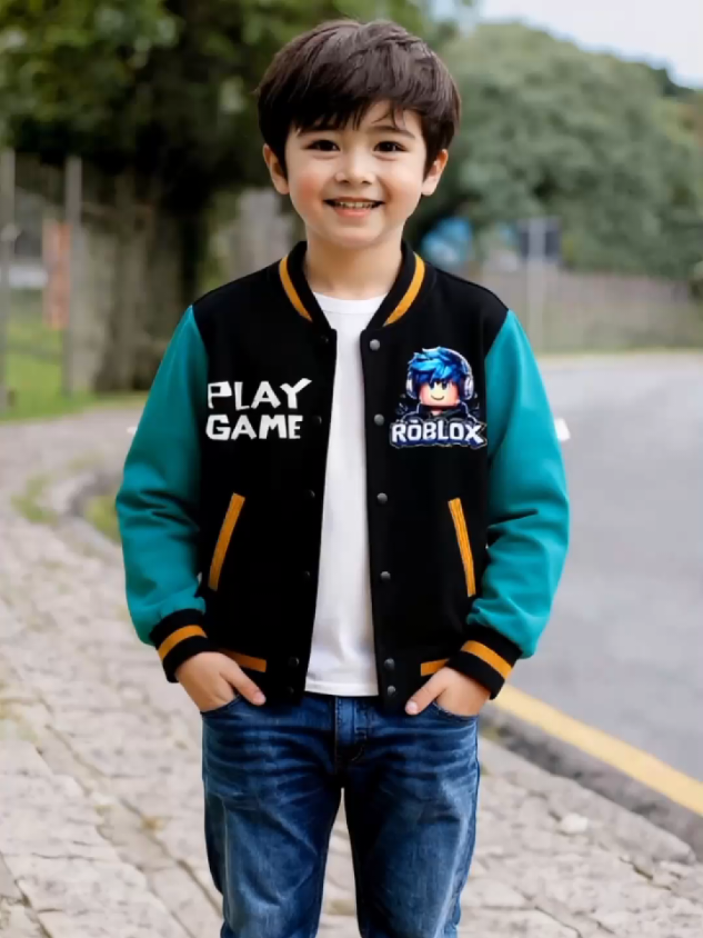 Jaket Anak Roblox jaket anak varcity anak laki laki dan perempuan 2- 12 tahun #jaketanak #jaketanakviral #jaketkekinian #ootdkids #fyppppppppppppppppppppppp 
