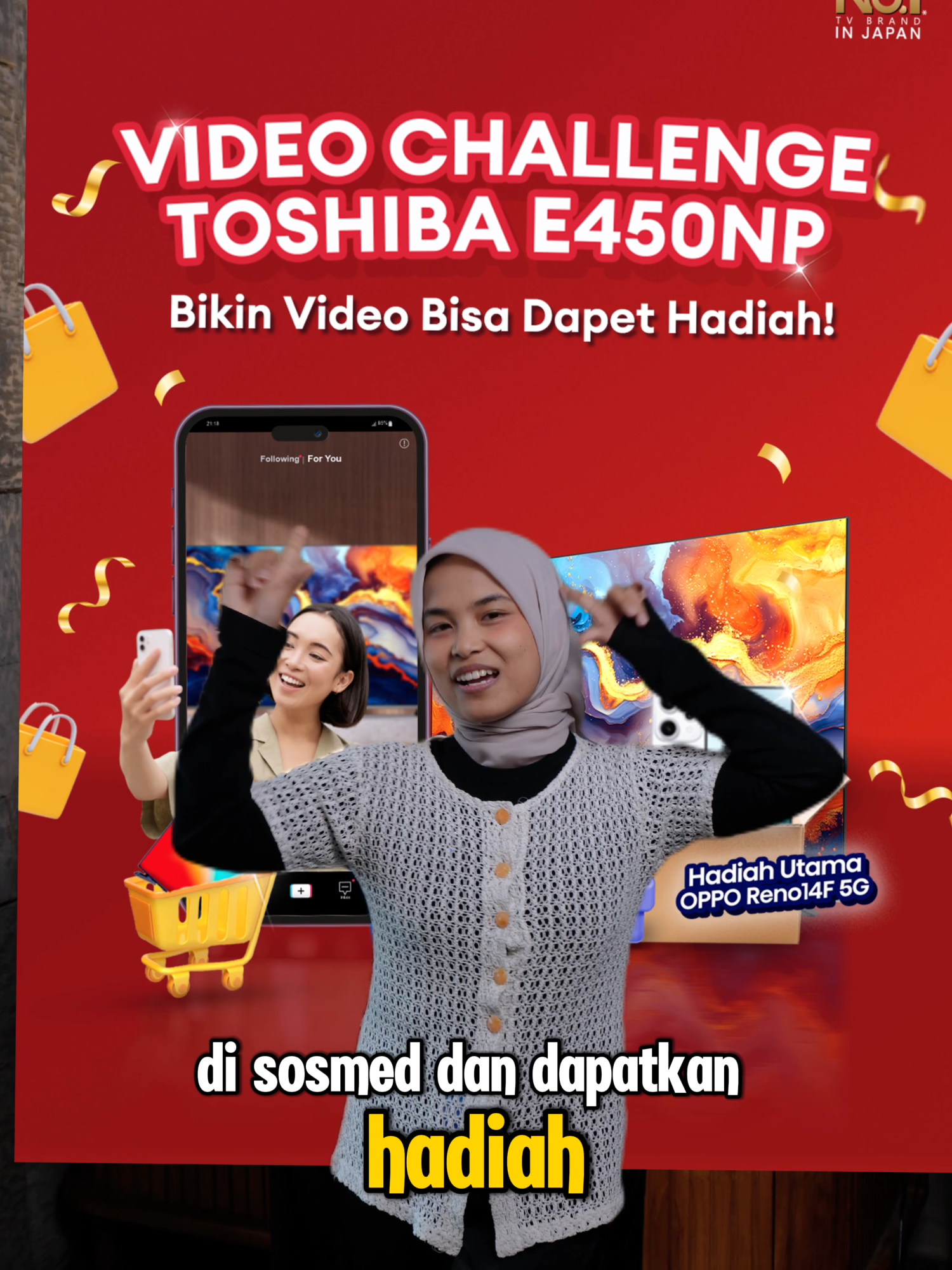 NO GIMMICK GUYSS🙅‍♀️❌ Kamu pasti dapat reward e-wallet Rp50,000 hanya dengan upload review di sosmed loh! Apalagi kalo like, komen, dan sharenya banyak, bakal dapet smartphone OPPO Reno 14 F 5G nih~ Rugi banget deh kalo ga upload! Mumpung belum ada pemenangnya nih😁🤗 #ToshibaTV #ToshibaTVReview #ToshibaQLEDTV #ToshibaVideoChallenge