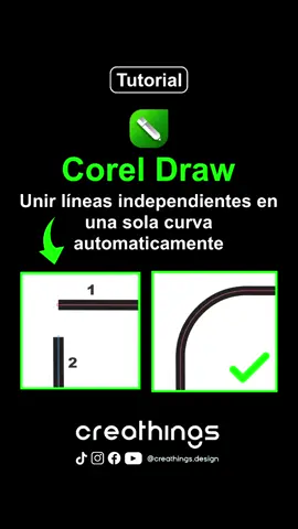 Tutorial de CorelDRAW.  Cómo unir líneas que son independientes en una sola,  con curva, de forma automática #coreldrawindonesia #coreldrawbrasil #coreldraw_tutorial #coreldraw #coreldrawtutorial 