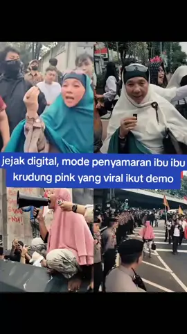 jejak digital, mode penyamaran ibu ibu krudung pink yang viral ikut demo