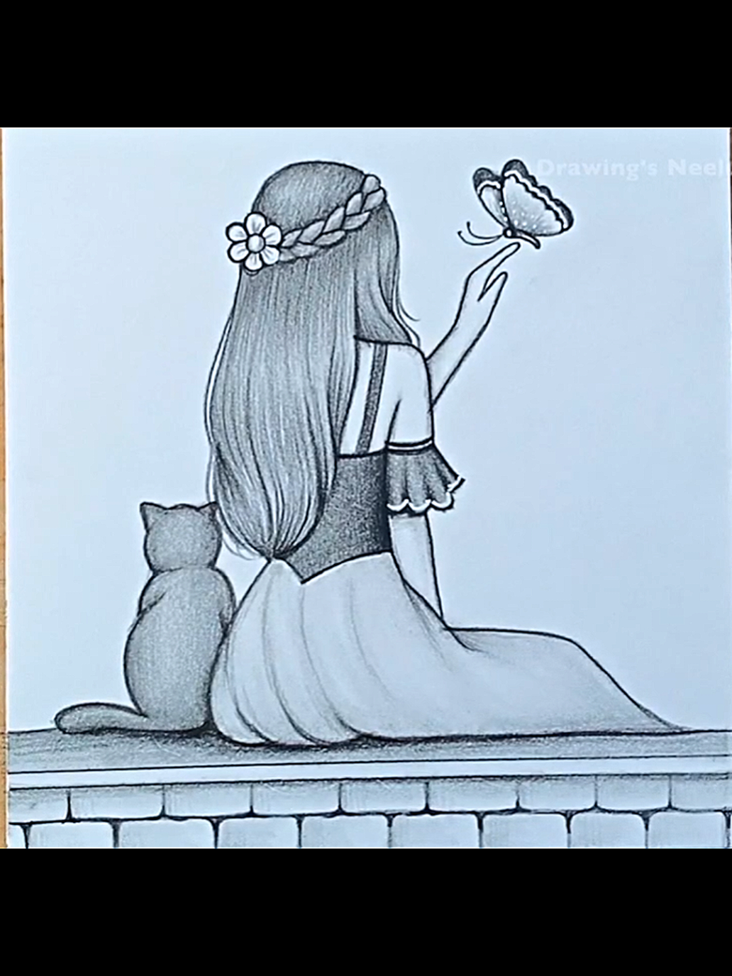 Draw a beautiful girl sketch setting with cat 🐈 and butterfly 🦋 with Pencil #artwithpencil #drawingwithpencilandpaper #drawingwithpencil #pencilsketch #drawingpencilart 