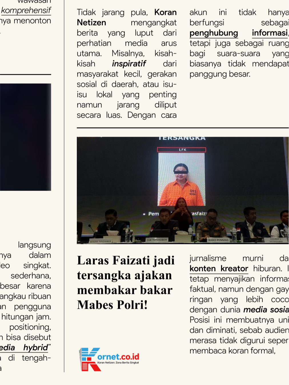 🔥 Kasus Laras Faizati jadi sorotan publik! Ditangkap karena unggahan di medsos yang dianggap provokasi bakar Mabes Polri. Keluarga sebut proses terlalu cepat, polisi tegaskan ini bagian penegakan hukum. 🤔 Menurutmu, ini langkah tepat atau berlebihan? Berita Selengkapnya : https://kornet.co.id/laras-faizati-tersangka-ajakan-bakar-mabes-polri.html #Indonesia #BeritaHariIni #Viral #MediaSosial #Hukum #Diskusi #OpiniPublik #Trending #Aksi #Fakta