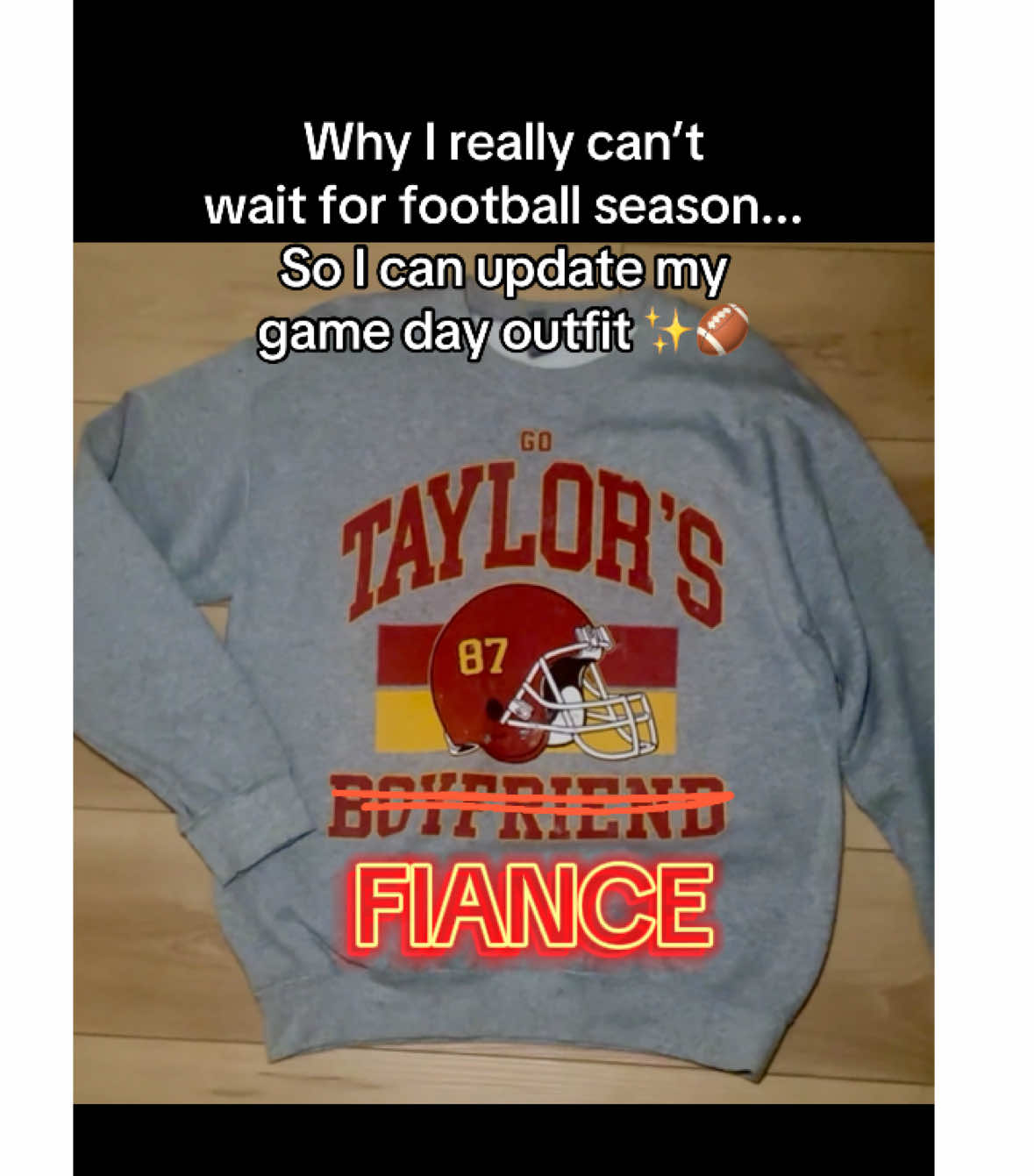 POV: Your game day sweatshirt is already outdated 🫠 It’s Taylor’s Fiancé now, besties 💍#swifties #chiefskingdom #gotaylorsfiance #nfl 
