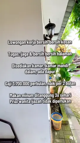 Loker buat penjaga dan bersih bersih kost #infoloker #lokerindonesia #cariloker #pembanturumahtangga #lokerjakarta 