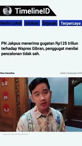 Pengadilan Negeri (PN) Jakarta Pusat menerima gugatan perdata sebesar Rp125 triliun terhadap Wakil Presiden Gibran Rakabuming Raka. Pihak penggugat menilai bahwa pencalonan Gibran sebagai wakil presiden dianggap tidak sah. Gugatan ini masuk ke ranah hukum karena penggugat merasa ada pelanggaran dalam proses pencalonan. Intinya: Ada gugatan senilai Rp125 triliun diajukan ke PN Jakarta Pusat. Gugatan ditujukan kepada Wapres Gibran. Alasan gugatan: pencalonan Gibran dinilai tidak sah. #wapresgibran #ijazah #fyp #trending #viral